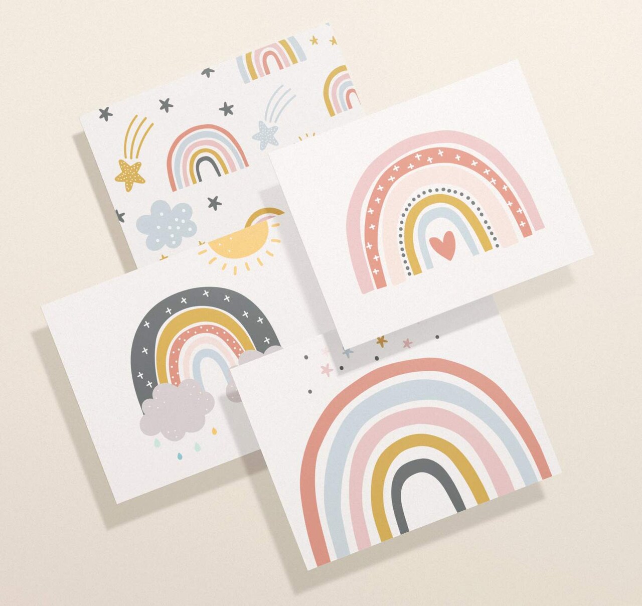 Boho Rainbow Greeting Cards | Baby Shower Rainbow Card Set | Rainbow Card | Colorful Baby Card | Little Girl Card | Recycled Paper Card